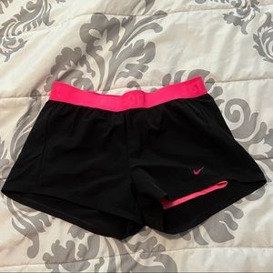 Black and hot pink Nike dri-fit workout shorts